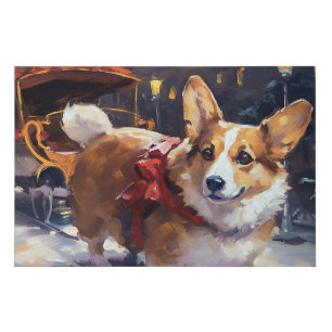 Corgi Christmas Festive Season Faux Canvas Print