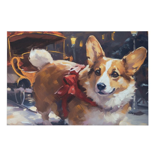 Corgi Christmas Festive Season Faux Canvas Print (Front)