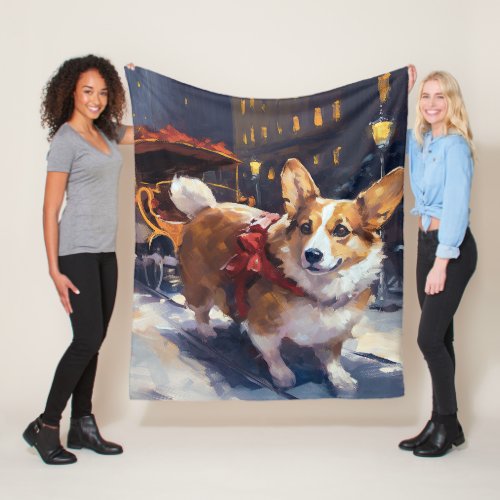 Corgi Christmas Festive Season Fleece Blanket