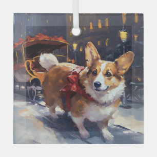 Corgi Christmas Festive Season Glass Ornament