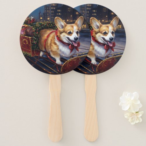 Corgi Christmas Festive Season Hand Fan