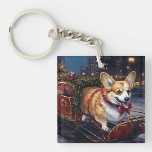 Corgi Christmas Festive Season Keychain