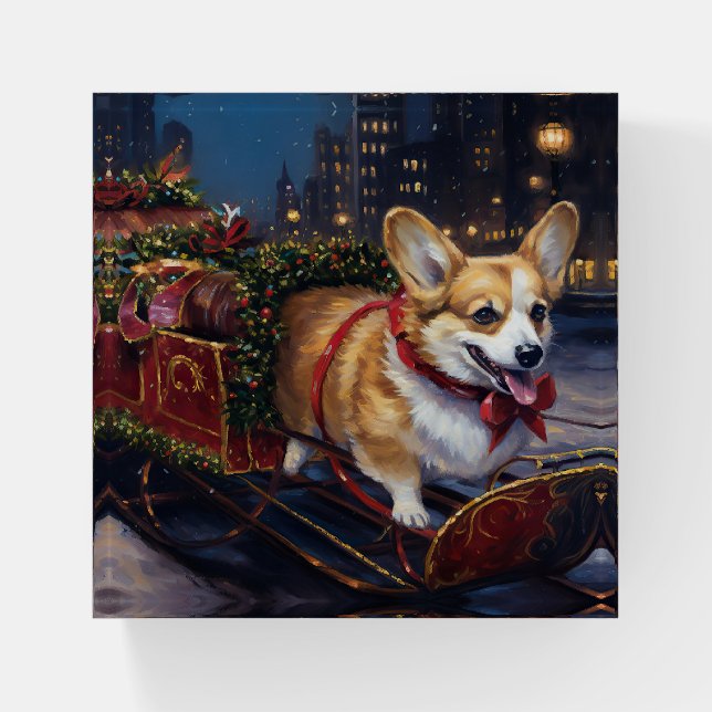 Corgi Christmas Festive Season Paperweight (Front)