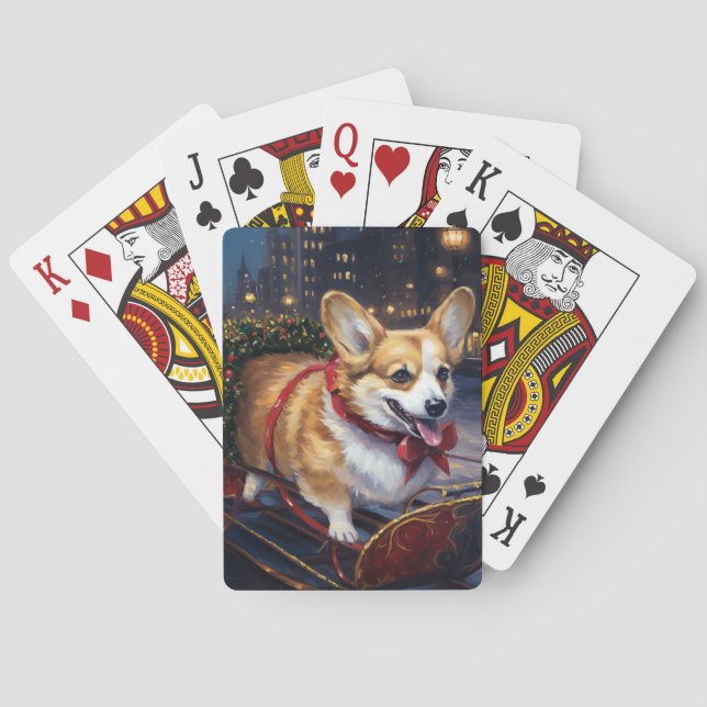 Corgi Christmas Festive Season Poker Cards (Back)