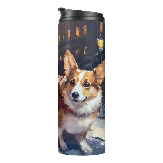 Corgi Christmas Festive Season Thermal Tumbler (Rotated Right)