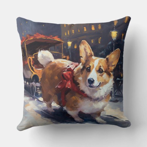 Corgi Christmas Festive Season Throw Pillow