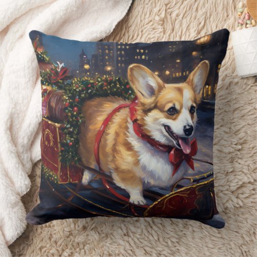 Corgi Christmas Festive Season Throw Pillow