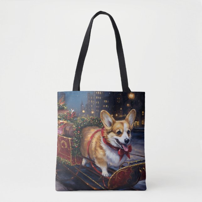 Corgi Christmas Festive Season Tote Bag (Front)