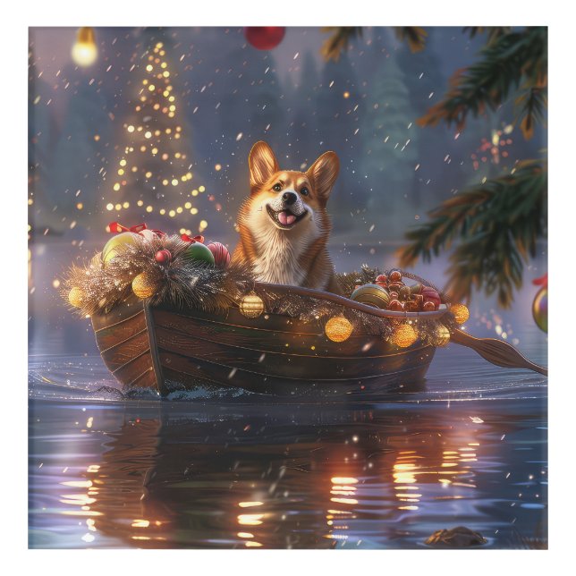 Corgi Christmas Festive Voyage Acrylic Print (Front)