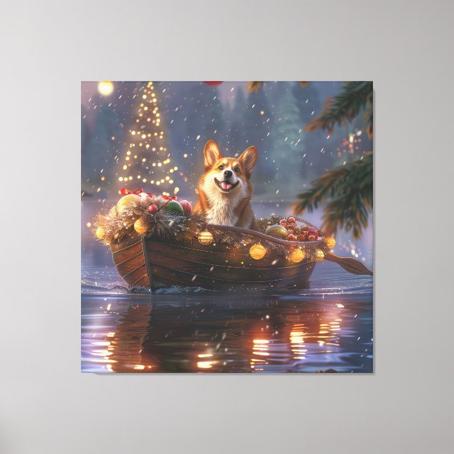 Corgi Christmas Festive Voyage Canvas Print (Front)