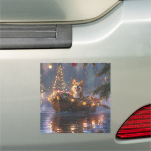 Corgi Christmas Festive Voyage Car Magnet
