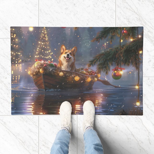 Corgi Christmas Festive Voyage Doormat (Indoor)