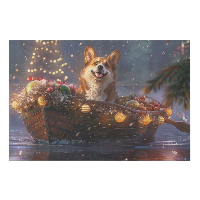 Corgi Christmas Festive Voyage Faux Canvas Print (Front)