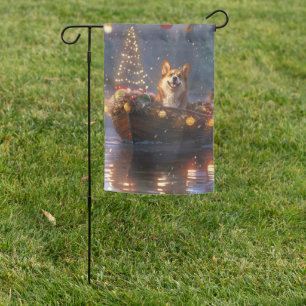 Corgi Christmas Festive Voyage Garden Flag