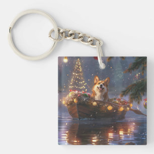 Corgi Christmas Festive Voyage Keychain
