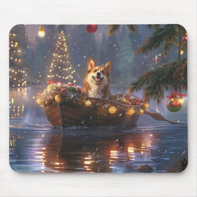 Corgi Christmas Festive Voyage Mouse Pad (Front)