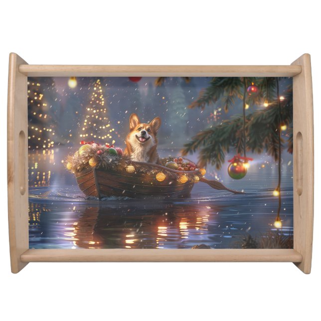 Corgi Christmas Festive Voyage Serving Tray (Front)