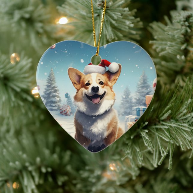 Corgi Christmas Hanging Tree Pet Lover Gift Ceramic Ornament (Tree)