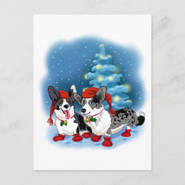 CORGI CHRISTMAS HOLIDAY POSTCARD (Front)