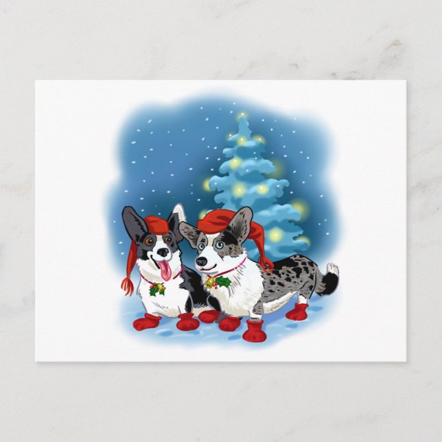 CORGI CHRISTMAS HOLIDAY POSTCARD (Front)