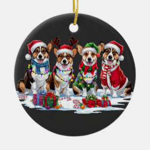 Corgi Christmas Lights - Adorable Design Ceramic Ornament