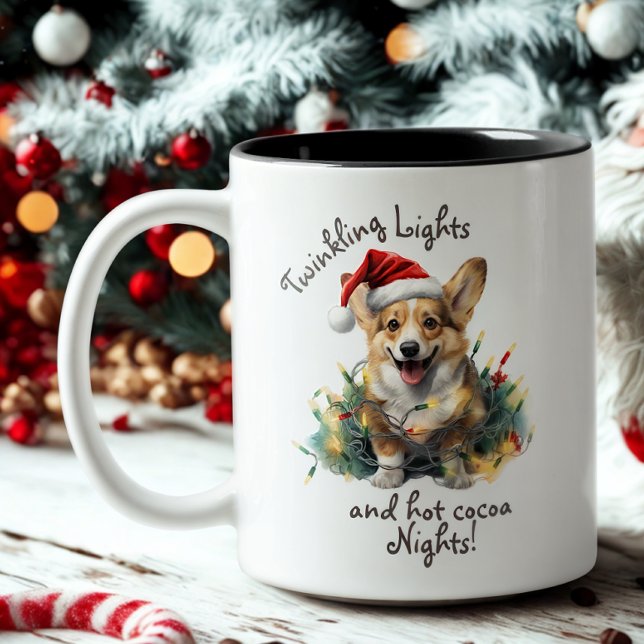 Corgi Christmas Mug – Twinkling Lights & Cocoa (Creator Uploaded)