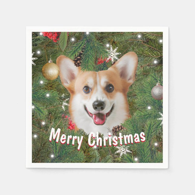 Corgi Christmas Napkins (Front)