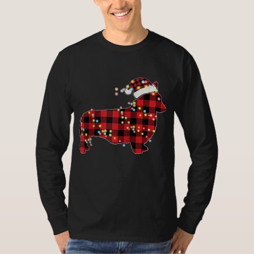 Corgi Christmas Red Plaid Buffalo Pajamas Xmas Dog T_Shirt