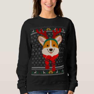 Corgi Christmas Reindeer Ugly Sweater Scarf Holida