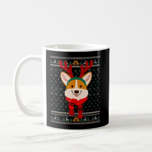 Corgi Christmas Reindeer Ugly Sweater Scarf Holida Coffee Mug