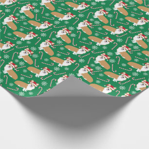 corgi christmas santa paws wrapping paper