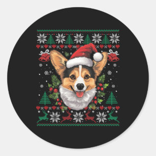 Corgi Christmas Santa Ugly Sweater Dog Lover Xmas Classic Round Sticker
