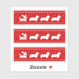 Corgi Christmas Sleigh Dogs Holiday Stickers