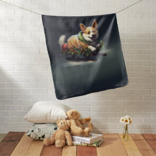 Corgi Christmas snow winter Baby Blanket