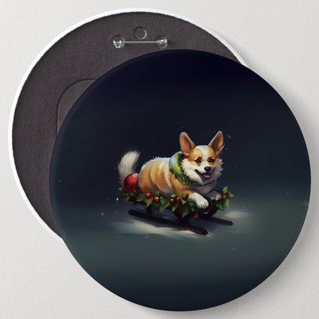 Corgi Christmas snow winter Button (Front & Back)