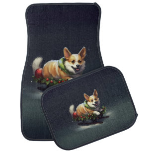 Corgi Christmas snow winter Car Floor Mat