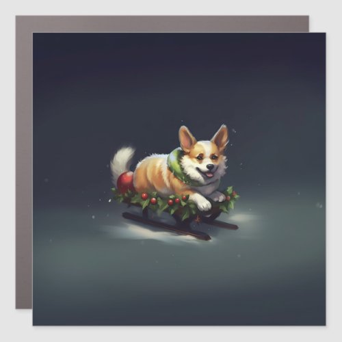 Corgi Christmas snow winter Car Magnet