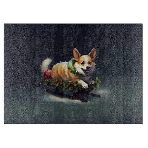 Corgi Christmas snow winter Cutting Board