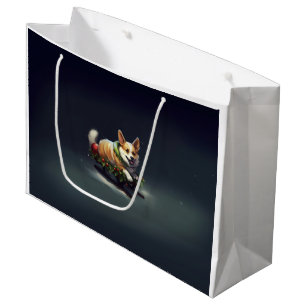 Corgi Christmas snow winter Large Gift Bag