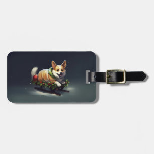 Corgi Christmas snow winter Luggage Tag