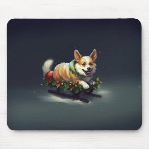 Corgi Christmas snow winter Mouse Pad