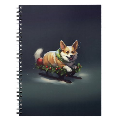 Corgi Christmas snow winter Notebook