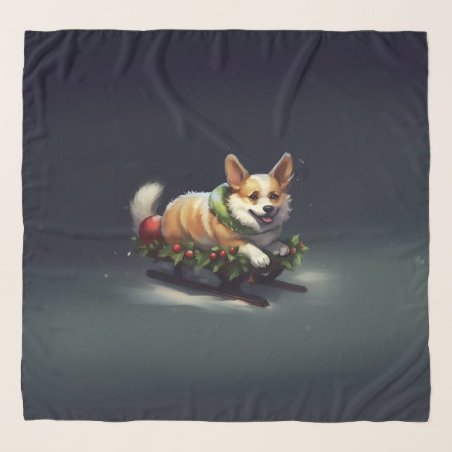 Corgi Christmas snow winter Scarf (Front)