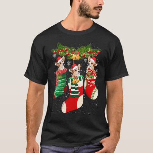 Corgi Christmas Socks Tree Light Xmas Santa Hat T-Shirt