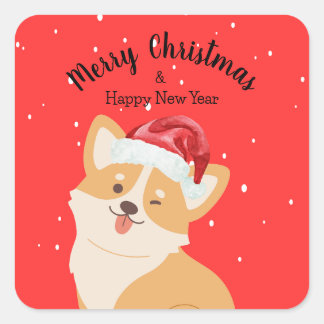 Corgi Christmas Square Sticker