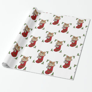 Corgi Christmas Stocking Wrapping Paper