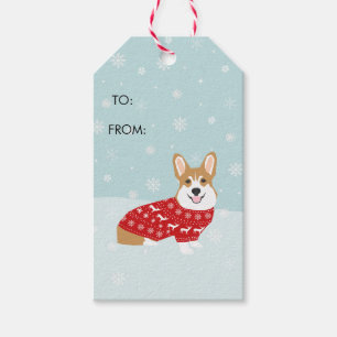 Corgi Christmas Sweater Gift Tags