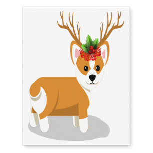 Corgi Christmas Temporary Tattoos