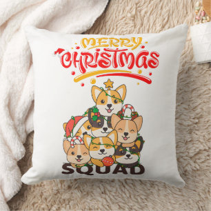 Corgi Christmas Tree Christmas Squad Dogs Throw Pillow