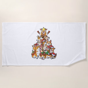 Corgi Christmas Tree Dog Santa Merry Corgmas Xmas  Beach Towel